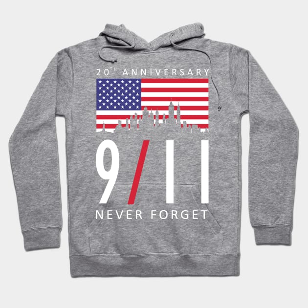 9/11 Never Forget 20th Anniversary Hoodie by makram